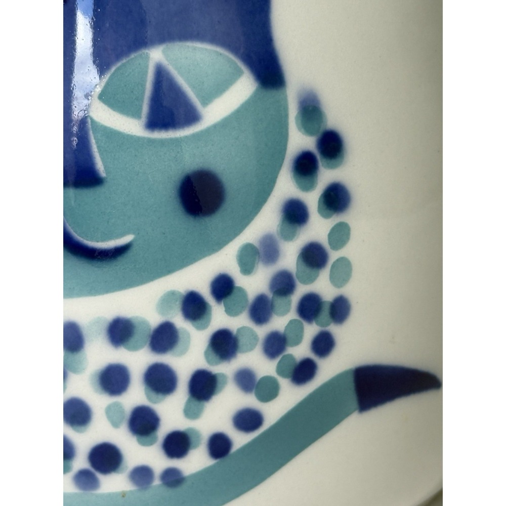 ARABIA FINLAND MCM Vintage Pottery Blue Cat Pitcher by Kaj Franck - 1.5 QT - Picture 3 of 13